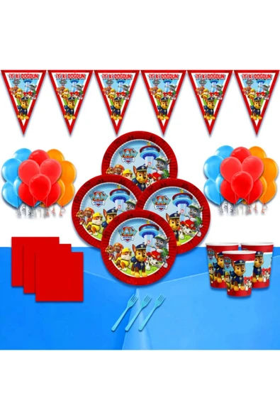 MSDA Paw Patrol Paw Petrol 8 Kişilik Doğum Günü Parti Seti Parti Konsepti Parti Malzemeleri ürün görseli 1