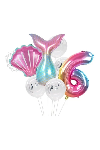 MSDA Deniz Kızı 6 Yaş 7'li Folyo Balon Seti ürün görseli 1