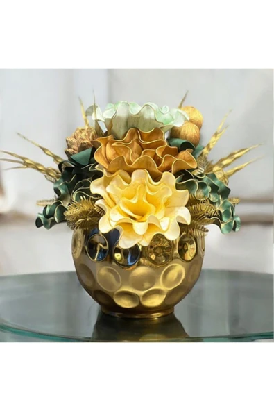 MSDA  Luxury Gold Çiçekli Vazo  Şampiyon Aranjman Gold ürün görseli 1