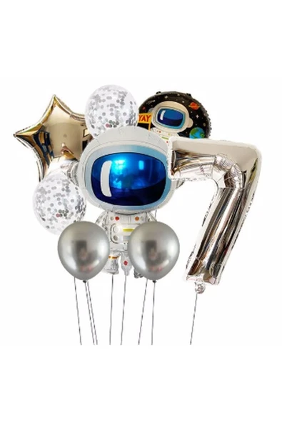 MSDA Uzay Galaksi Astronot Kozmik 7 Yaş Balon Set Uzay Astronot Konsept Doğum Günü Set ürün görseli 1