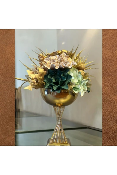 MSDA  Luxury Gold Çiçekli Vazo  Olimpik Aranjman Gold ürün görseli 1