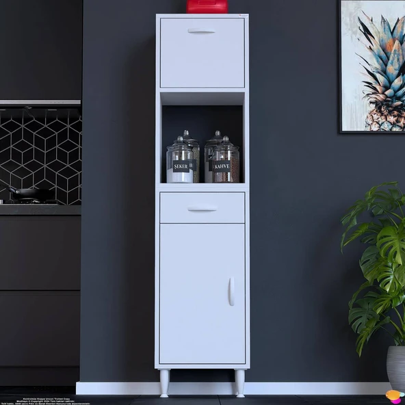 Modilayn VİO Çok Amaçlı Dolap: (45x163.4x32,5 cm) ölçülerinde, çekmeceli ve kapaklı mutfak dolabı. ürün görseli 1
