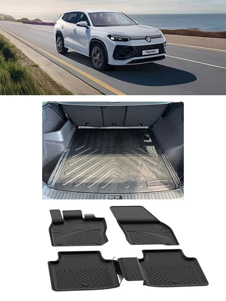 Sahler Volkswagen Tayron  2025 ve Sonrası 4.5D Paspas Rizline 3D ÜST Bagaj Havuzu Set ürün görseli 1