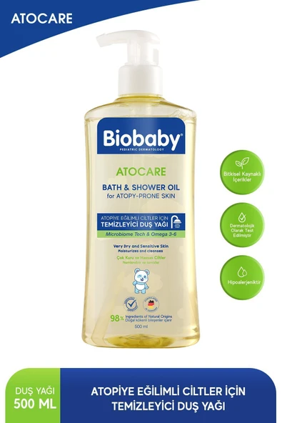 Biobaby Atocare Atopiye Eğilimli Ciltler İçin Temizleyici Duş Yağı 500ml ürün görseli 1