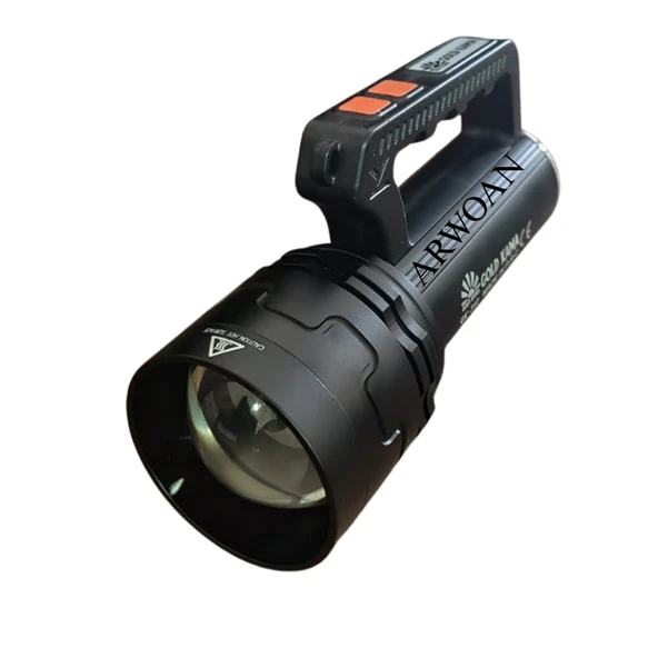 ARWOAN GK-312 Şarjlı LED El Feneri Metal Taşıma Çantalı, Güçlü, Uzun Menzilli, USB Şarjlı ürün görseli 1