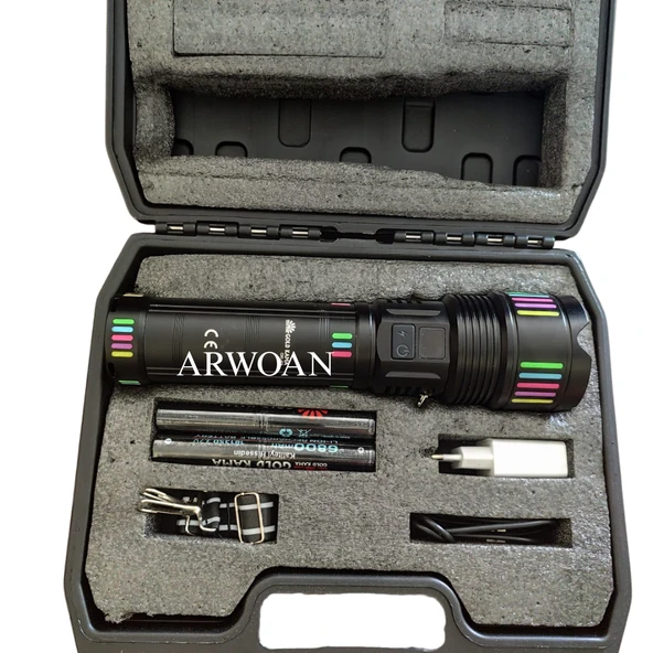 ARWOAN Şarjlı LED El Feneri Seti Zoomlu, Güçlü, Taşınabilir, USB Şarjlı, 5 Modlu Profesyonel El Feneri ürün görseli 1