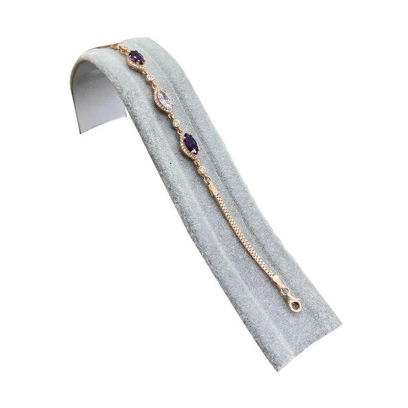 Metal Saç Süet Kumaş Gri Renk 18/3 cm Bileklik-Saat Sergileme Standı ürün görseli 1