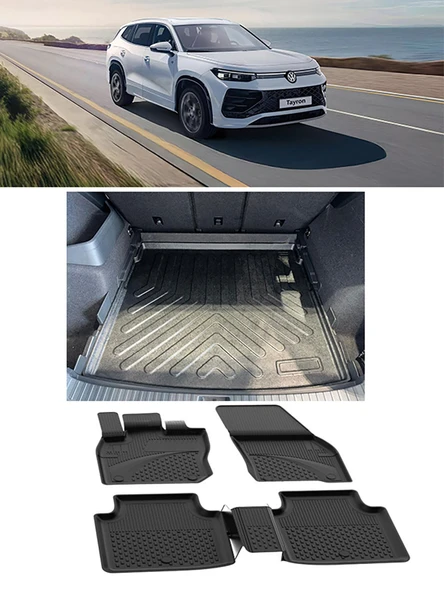 Sahler Volkswagen Tayron  2025 ve Sonrası 4.5D Paspas Rizline 3D ALT Bagaj Havuzu Set ürün görseli 1