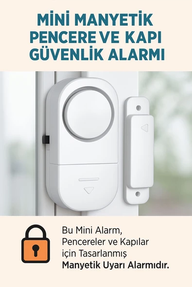 Mini Manyetik Kapı ve Pencere Güvenlik Alarmı Kablosuz Kolay kurulum Ev Giriş Koruma Sistemi ürün görseli 1
