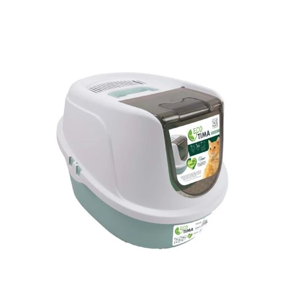 M-Pets Eco Tıma Kapalı Kedi Tuvaleti M 52,3x39,7x38 CM Yeşil ürün görseli 1