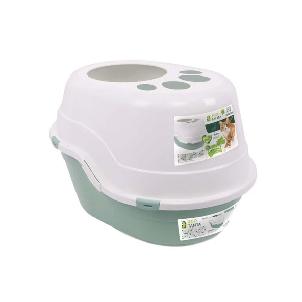 M-Pets Eco Tanta Üstten Girişli Kedi Tuvaleti 63x49x42 Cm Yeşil ürün görseli 1