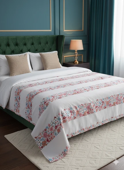 Çift Kişilik Baskılı Pike Yatak Örtüsü Daisy 200x230 cm ürün görseli 1