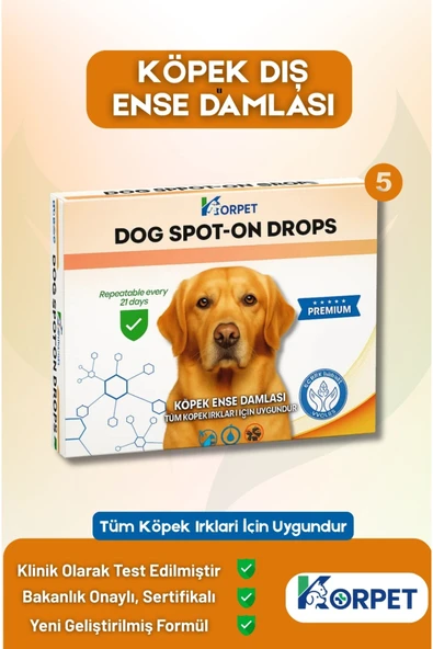 KorPet Köpekler için Dış Ense Serumu 5'li Bitkisel Cilt Tüy Damlası ürün görseli 1