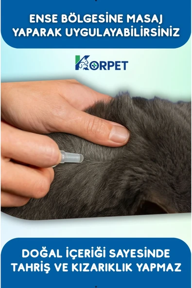 KorPet Kediler için Dış Ense Serumu 5'li Bitkisel Parazit Cilt Tüy Damlası - Resim 2