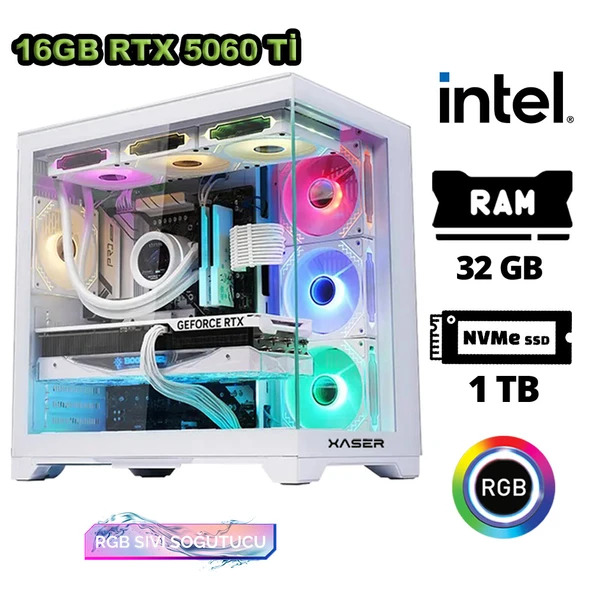 Xaser Sword X180 i7 12700KF 32GB Ram 1TB M.2 NVMe SSD 16GB RTX5060Ti Sıvı Soğutmalı Oyuncu Tavsiye Sistem ürün görseli 1