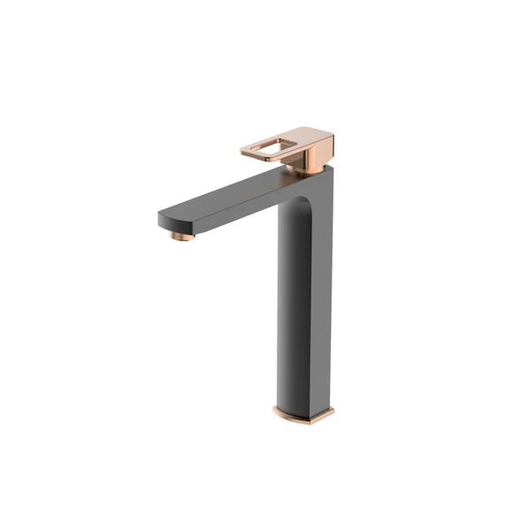 BİEN LAVABO BATARYASI KISA SALVO PLUS SİYAH ROSE GOLD ürün görseli 1