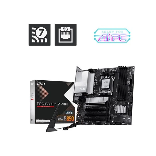 MSI PRO B850M-P WIFI7 DDR5 HDMI-DP PCIE 5.0 AM5 MATX ürün görseli 1