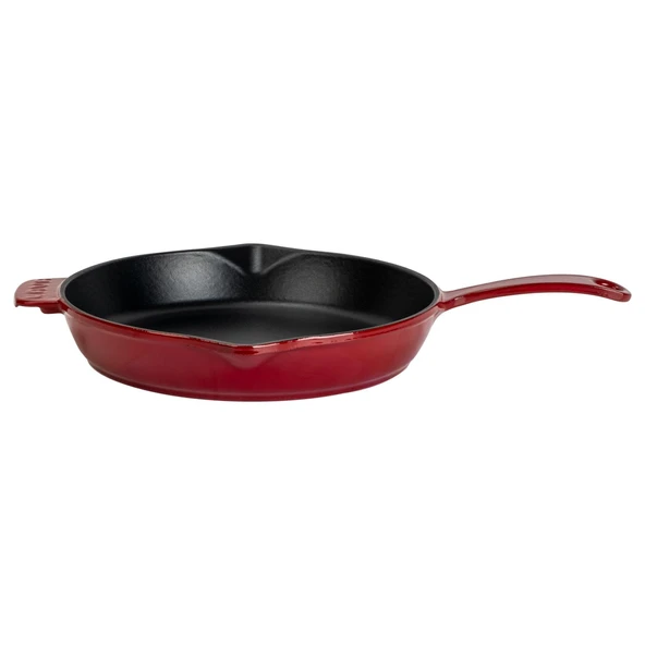 Lava Döküm Yuvarlak Kızartma Tavası Döküm Demir Yekpare Saplı. Çap(Ø)28cm-Bordo ürün görseli 1