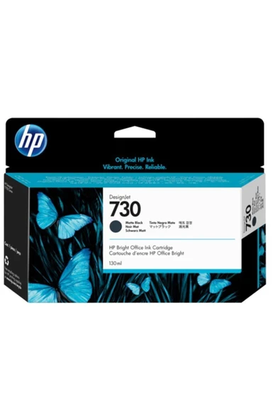 HP 730 Matte Black Mat Siyah 130 ml Plotter Kartuşu P2v65a ürün görseli 1