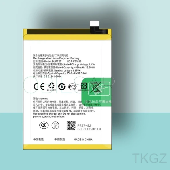 Tkgz - OPPO A9 2020 - BLP-727 - Batarya Pil Orijinal Sıfır ürün görseli 1