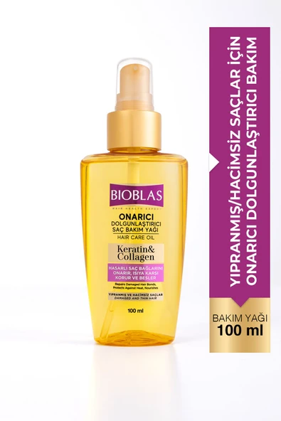 Bioblas Keratin & Kolajen Onarıcı Dolgunlaştırıcı Saç Bakım Yağı 100 Ml İnce Yıpranmış Saçlar ürün görseli 1