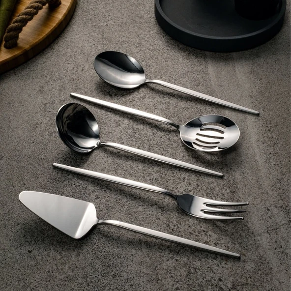 Fecra Pure 5 Parça Servis Seti Sade - Resim 4