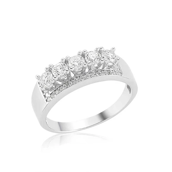 Harem Altın Gümüş 5 Taş Bayan Yüzük ürün görseli 1