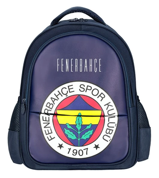 Fenerbahçe Suni Deri Üzerine Arma Baskılı Üç Gözlü Erkek Çocuk Okul Sırt Çantası - ME25760 ürün görseli 1