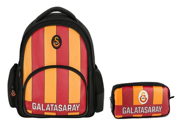 Galatasaray Erkek Çocuk Çizgi Baskılı Suni Deri Okul Çantası ve Kalemlik Seti (İkili Set) - SETME25556C ürün görseli 1