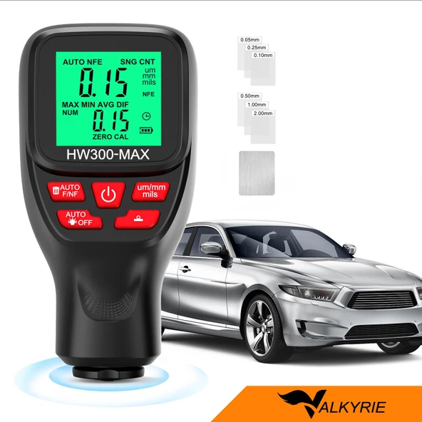 Valkyrie HW300-MAX Dijital Kaplama Kalınlığı Ölçer – 0-2000 µm, FE/NFE Otomatik Algılama, LCD Ekran ürün görseli 1