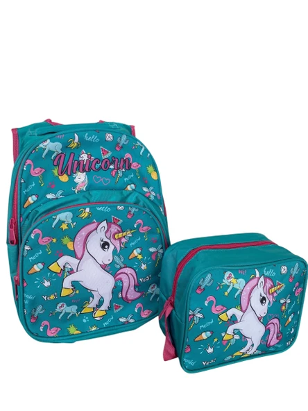 Okul Çantası 2'li Set Unicorn Desenli Yüksek Kaliteli Okul Çantası ürün görseli 1