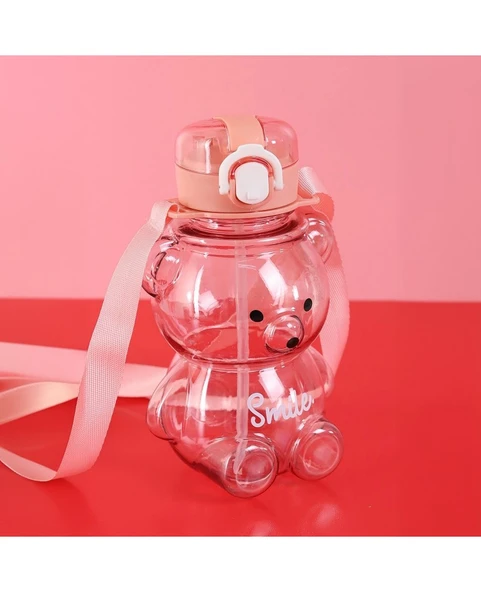 Smile Ayıcık 800ML Su Matarası Su Şişesi Suluk Bpa Içermez Suluk (sticker Hediyeli) ürün görseli 1