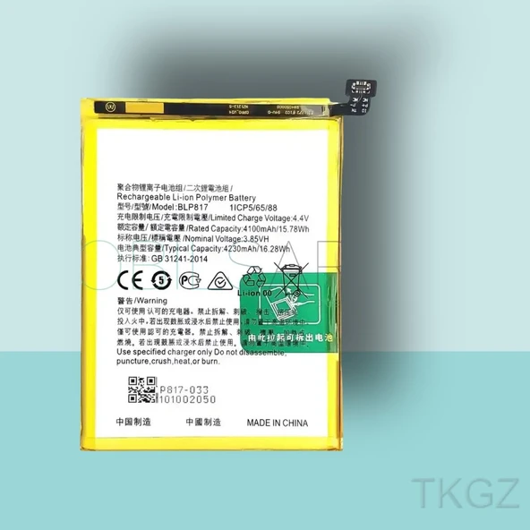 Tkgz - OPPO A15 - BLP-817 - Batarya Pil Orijinal Sıfır ürün görseli 1