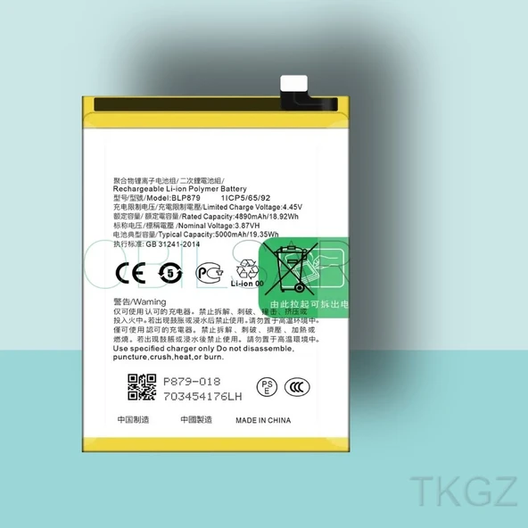 Tkgz - OPPO A96 - BLP-879 - Batarya Pil Orijinal Sıfır ürün görseli 1