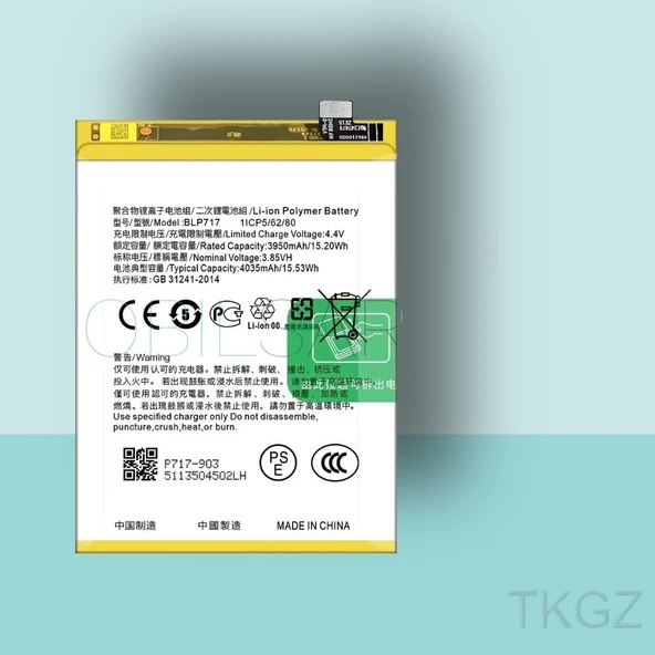 Tkgz - OPPO RENO Z - BLP-717 - Batarya Pil Orijinal Sıfır ürün görseli 1