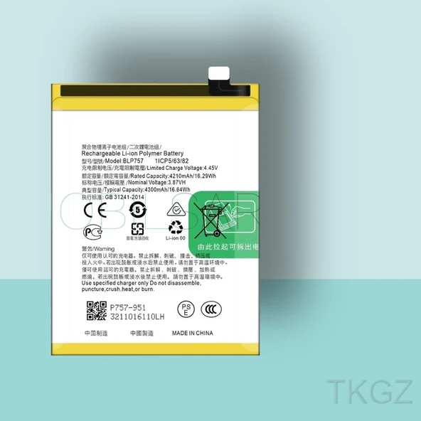 Tkgz - OPPO REALME 6 PRO - BLP-757 - Batarya Pil Orijinal Sıfır ürün görseli 1