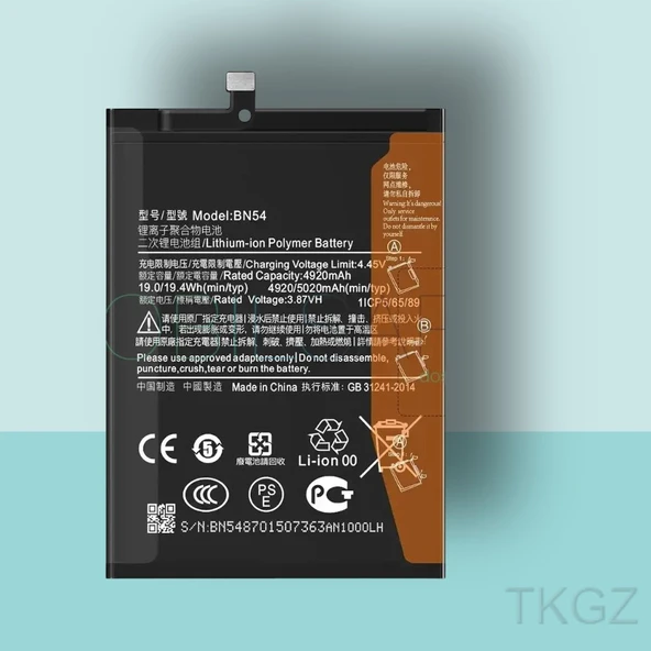 Tkgz - Xiaomi REDMİ NOTE 9 - BN54 - Batarya Pil Orijinal Sıfır ürün görseli 1