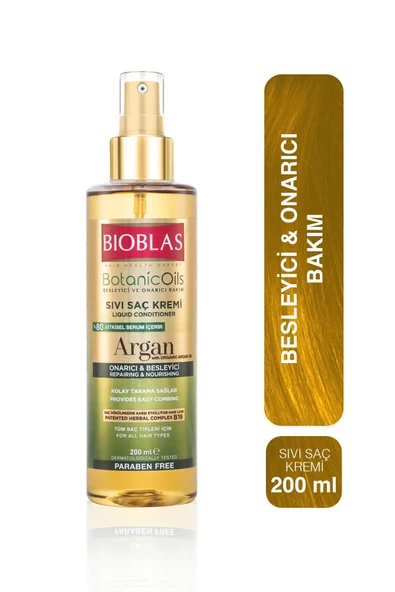 Bioblas Botanic Oils Argan Yağlı Sıvı Saç Kremi 200 Ml Onarıcı Bakım Kremi ürün görseli 1