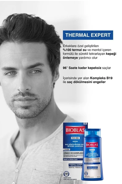 Bioblas Thermal Expert Men Kepek ve Saç Dökülmesine Karşı Şampuan 360 Ml - Resim 3