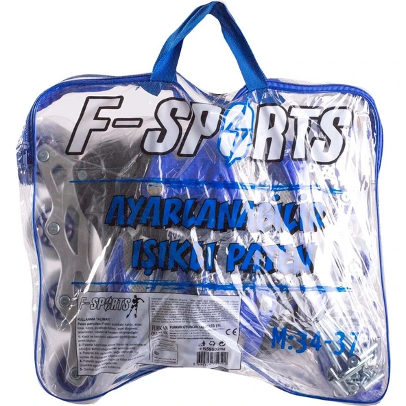 Furkan Toys F-Sports 2+2 Ayarlanabilir Ön Tekerleği Işıklı Metal Alıştırma Pateni Çanta Hediyeli ürün görseli 1