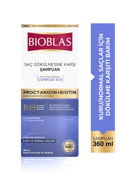 Bioblas Procyanidin & Biotin Dökülen Saçlar için Anti Stres Şampuanı 360 ml - Dökülme Karşıtı Şampuan ürün görseli 1