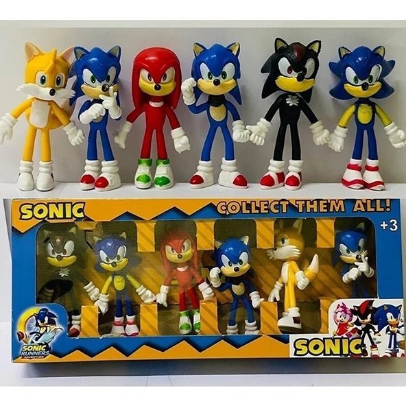 Tuka Shopping Tukashopping Sonic Kirpi Sonic Oyuncak Tails-Knuckles-Super Sonıc-Sonic 6'lı Figür Karakter Oyuncak Seti - Tuka ürün görseli 1
