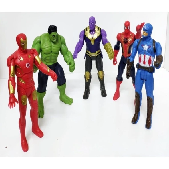 1001 Hediye  Thanos Örümcek Adam Ironman Hulk Oyuncak 5li Set 15 cm ürün görseli 1