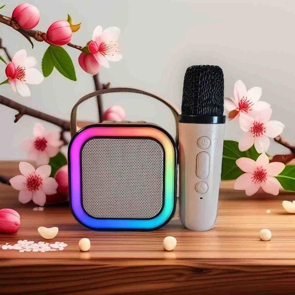 Tekno Gökhan Colorful Karaoke Sound System K12 Kablosuz Mikrofonlu Taşınabilir Müzik Kutusu ürün görseli 1