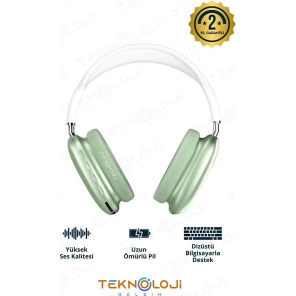 Teknoloji Gelsin P9 Pro Bluetooth Kulaklık Kulak Üstü Stereo Extra Bass Ses Kalitesi Ios ve Android Uyumlu  Aux/sd/fm ürün görseli 1