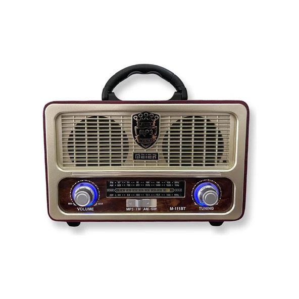 Şıktek Orjinal Nostalji Radyo Ahşap Görünümlü Kumandalı Bluetooth-Usb-Sd Kart Fişli, Şarjlı, Pilli Radyo ürün görseli 1