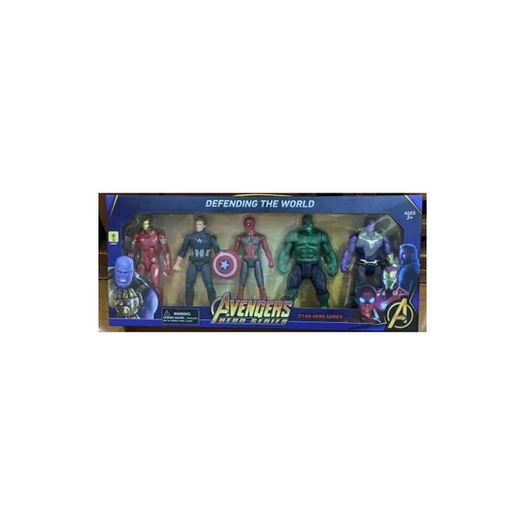 Avengers 16 cm Işıklı Figür Oyuncak 5 Li Set Oyuncak Spiderman Thanos Hulk Iron Man ürün görseli 1