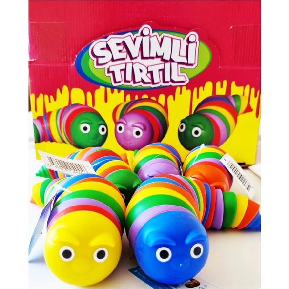 Neotan Rengarenk Sevimli Tırtıl Esnek Tırtıl Oyuncak Fidget Eğitici Duyusal Çıngıraklı Oyuncak - 1 Adet ürün görseli 1