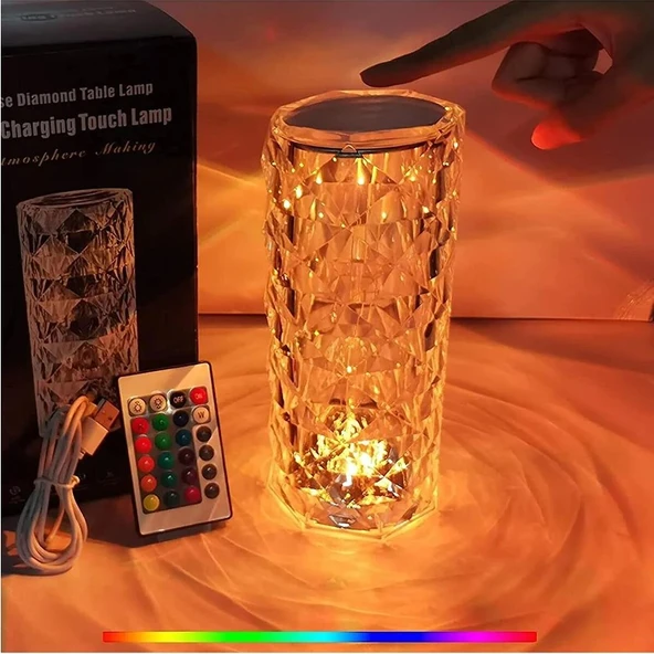 Touch Lamp Kristal Işıklı Dokunmadan Kontrol Kumandalı Kristal Lamba ürün görseli 1