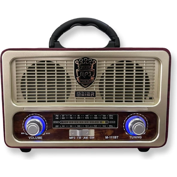 Şıktek Orjinal Nostalji Radio Ahşap Görünümlü Kumandalı Bluetooth-Usb-Sd Kart Fişli, Şarjlı, Pilli Radyo ürün görseli 1